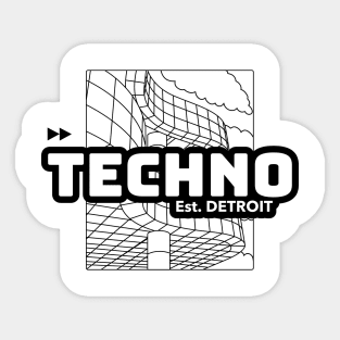 TECHNO  - Est. Detroit (black) Sticker
